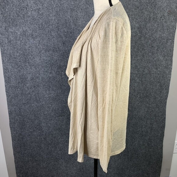 Melanie Lyne Open Cardigan Women Medium Tan Faux Suede Draped Front Knit Back - Picture 4 of 8